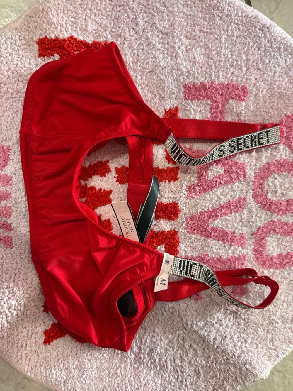 Medium Victoria's Secret Bright Red Logo-Strap Bralette